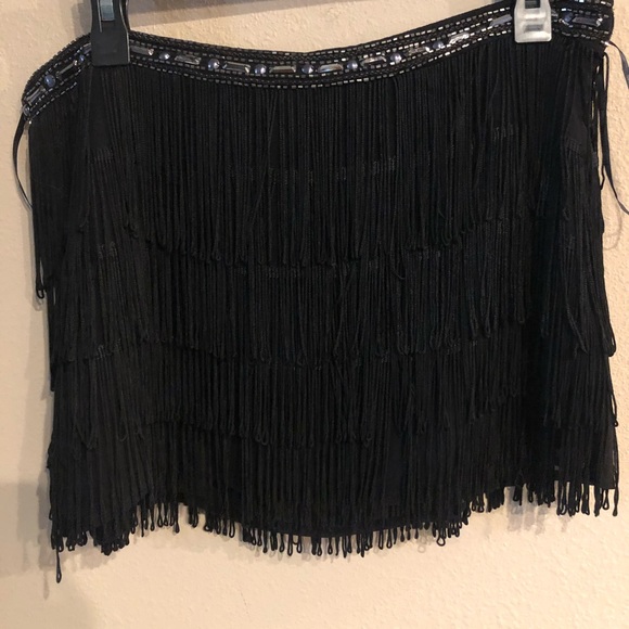 Forever 21 Dresses & Skirts - Forever 21 beaded fringe black mini skirt size L Forever 21 Dresses & Skirts - Forever 21 beaded fringe black mini skirt size L